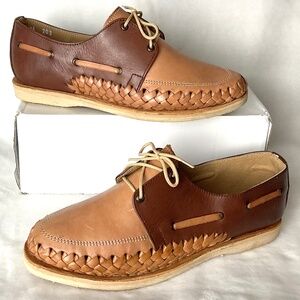 BROWN LEATHER MEN’S HUARACHE SLIP ON  SANDAL LOAFERS SIZE 9US/26Mex